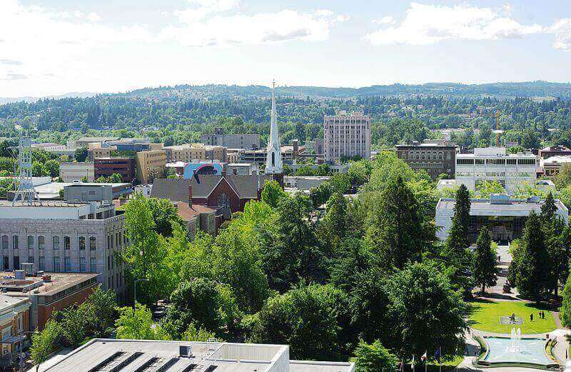 Aerial view of downtown Salem